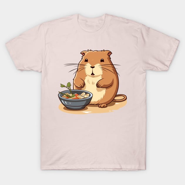 Cute Capybara eating ramens T-Shirt by MilkyBerry